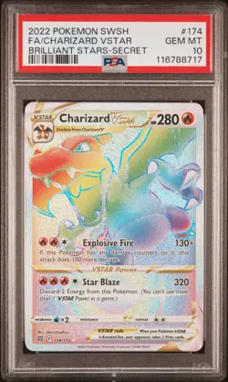 2022 POKEMON SWORD & SHIELD BRILLIANT STARS #174 FULL ART/CHARIZARD VSTAR PSA 10 - Image 1