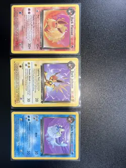 Pokemon TCG Trio Set Dark Jolteon Dark Flareon Dark Vaporeon NON HOLO - Image 1