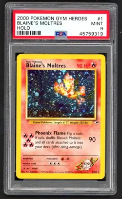 Pokemon Cards - PSA 9 Blaine's Moltres 1/132 - Gym Heroes - MINT - PSA9 - Image 1