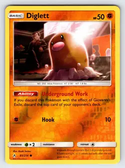 Diglett 85/214 2019 SM Unbroken Bonds Pokemon Card Reverse Holo Common - Vlp - Image 1