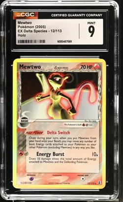 CGC 9 MINT Mewtwo 2005 EX Delta Species 12/113 Holo Pokemon Card - Image 1