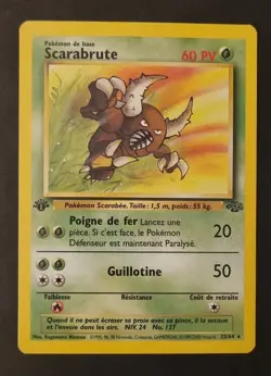 Carte Pokemon - Scarabrute 25/64 - Jungle - Edition 1 - FR - CGA grading 8,5/10 - Image 1