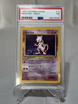 1999 Pokemon Mewtwo Holo Base Set #10 PSA 7 NM - Image 1