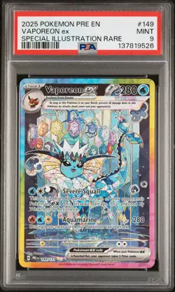 2025 POKEMON PRE EN-PRISMATIC EVOLUTIONS #149 VAPOREON EX PSA 9 - Image 1