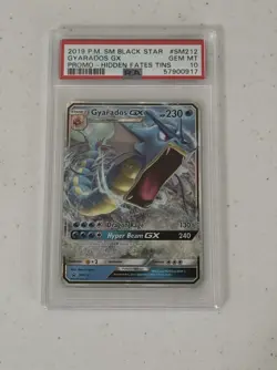 Pokemon Sun & Moon Black Star SM212 Hidden Fates TIN Gyarados GX PSA 10 GEM MINT - Image 1