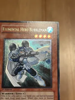 Yugioh Elemental Hero Bubbleman 1st Edition Ultimate Rare CRV Lightly Played - Image 5