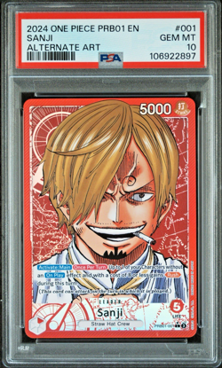 2024 One Piece Sanji PRB01 001 Leader Alt Art Premium Booster PSA 10 GEM MT - Image 1