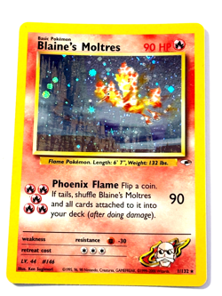 Blaine's Moltres Gym Heroes Holo Rare Card 1/132 (partial Swirl) LP/NM Card - Image 1
