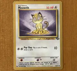 Meowth [Gold Border] 56/64, MP, Jungle, Vintage Fruit Roll Up Promo, Pokemon TCG - Image 1