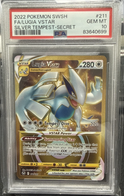 2022 POKEMON SWSH #211/195 FA/ LUGIA VSTAR SILVER TEMPEST GOLD SECRET PSA 10 - Image 1