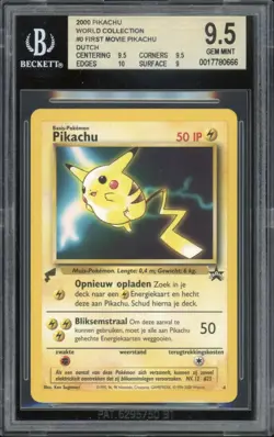 2000 Pokemon DUTCH World Collection Promo Pikachu Movie 4 BGS 9.5 GEM MINT - Image 1