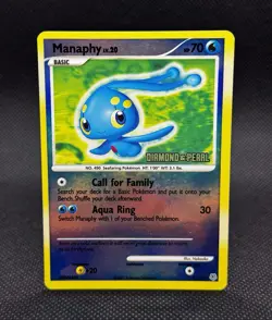 Manaphy 9/130 Stamped Reverse Holo Rare Diamond & Pearl Pokemon TCG NM - Image 2