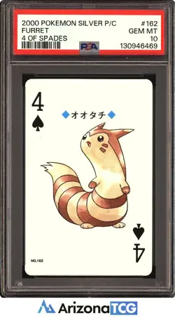 Pokemon 2000 Furret 162 4 Of Spades Pokemon Silver Playing Card Japanese PSA 10 - Image 1