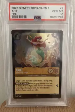 2023 DISNEY LORCANA ARIEL SPECTACULAR SINGER FOIL #002 PSA 10 - Image 2