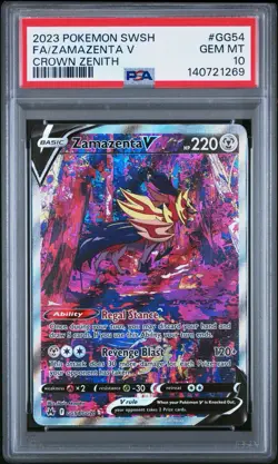 2023 POKEMON SWORD & SHIELD CROWN ZENITH #GG54 FULL ART FA ZAMAZENTA V PSA 10 - Image 1