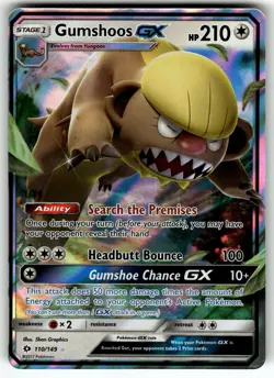 Gumshoos GX 110/149 SM Base Set NM Pokemon Card TCG - Image 1