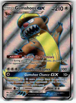 Gumshoos GX (Full Art) 145/149 SM Base Set NM Pokemon Card TCG - Image 1