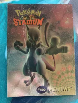 2000 Mewtwo Danone Stadium #150 Tip Shiny Gold CREASED Pokemon TCG 8/8 - Image 1