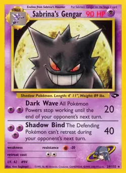 Sabrina's Gengar - 29/132 - Pokemon Gym Challenge Unlimited Rare Card WOTC HP - Image 1