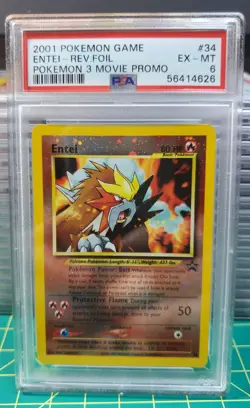 2001 Pokemon Game Entei Reverse Holo Foil Pokemon 3 Movie Promo #34 PSA 6 EX-MT - Image 1