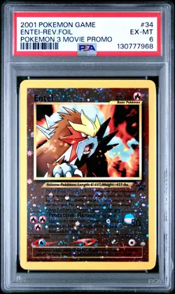 2001 POKEMON GAME MOVIE POKEMON 3 MOVIE PROMO #34 ENTEI-REVERSE FOIL PSA 6 - Image 1