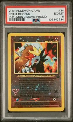 2001 POKEMON GAME MOVIE POKEMON 3 MOVIE PROMO #34 ENTEI-REVERSE FOIL PSA 6 - Image 1