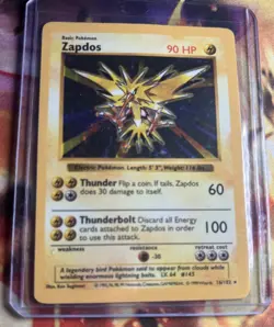 Pokemon TCG Zapdos Shadowless Holo Base Set 16/102 Unlimited Rare 1999 Card - Image 1