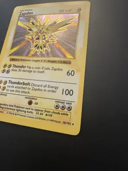 Pokemon TCG Zapdos Holo Rare Card Base Set, Shadowless, 16/102 - Image 3