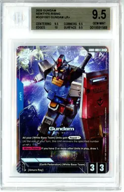 BGS GEM MINT 9.5 Gundam Card Game Gundam RX-78-2 GD01-001 LR+ Newtype Rising - Image 1
