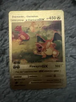 Pokemon Charmander/Charmeleon/Charizard GX Evolution Gold Foil Fan Art Card - Image 1