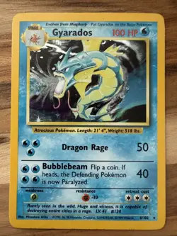 Pokemon Gyarados Holo Rare TCG Card Base Set 6/102 - Image 1