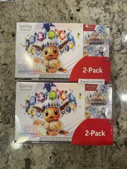 Pokemon Prismatic Evolutions Costco 2 Pack Bundle 2 ETB And 2 Booster Bundles - Image 1