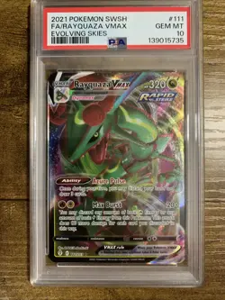 Rayquaza VMAX 111/203 Evolving Skies Holo Pokemon PSA 10 Gem Mint Full Art - Image 1