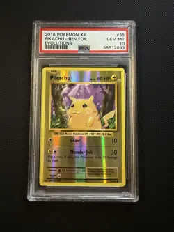 2016 Pokemon XY Evolutions Reverse Foil Holo Pikachu #35/108 Rare PSA 10 - Image 1