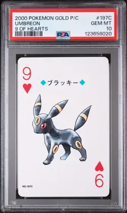 2000 POKEMON GOLD VERSION PLAYING CARDS 9 OF HEARTS #197C UMBREON PSA 10 - Image 1