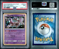 PSA 9 2019 POKEMON SM BLACK STAR PROMO HIDDEN FATES PIN COLL #SM214 MEWTWO-HOLO - Image 1