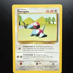 FREE SHIPPING HP Vintage Uncommon Base Porygon Pokemon Card #137, 39/102, Lv. 12 - Image 1