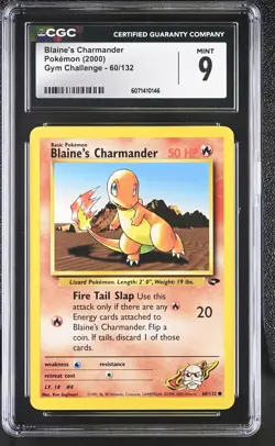 CGC 9 MINT Blaine's Charmander 2000 Gym Challenge 60/132 Pokemon Card - Image 1