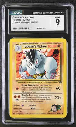 CGC 9 MINT Giovanni's Machoke 2000 Gym Challenge 42/132 Pokemon Card - Image 1