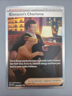Pokemon TCG Giovanni's Charisma Holo Card 204/165 SV Scarlet & Violet 151 - Image 1