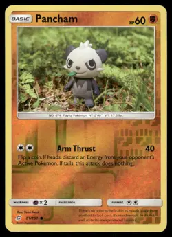 Pokemon Cards Pancham 81/181 Reverse Holo Team Up Sun & Moon NM - Image 1
