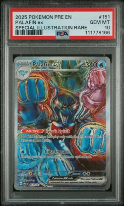 2025 POKEMON PRE EN-PRISMATIC EVOLUTIONS #151 PALAFIN EX PSA 10 - Image 1