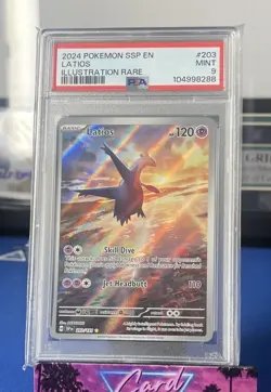 2024 Pokemon Surging Sparks Latios Illustration Rare #203/191 PSA 9 Mint - Image 1