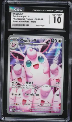 2025 Pokemon Mega Phantasmal Flames IR Wigglytuff #105 CGC 10 - Image 1