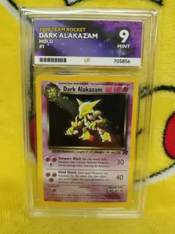 Pokemon Team Rocket Set 2000 Holo Dark Alakazam 1/82 Ace Graded 9 Mint Swirl - Image 1