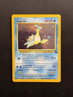 Lapras 10/62 WotC Pokemon 1999 Fossil Holo Rare MP - Image 1