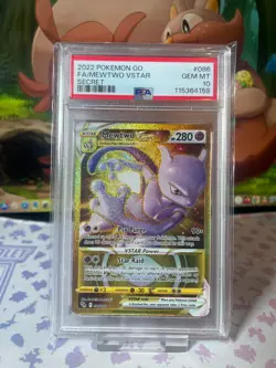 Mewtwo VStar PSA 10 GEM MINT - 086/078 - Pokemon Go - TCG Secret Rare Gold - Image 1