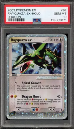 Pokemon Rayquaza ex EX Dragon Holo Ultra Rare #97 PSA 10 Gem Mint - Image 1