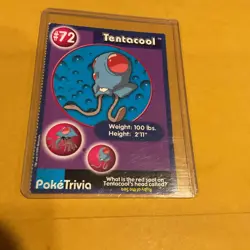 1999 Pokemon Burger King PokeTrivia Movie Card '#72 Tentacool', Original 151 - Image 3