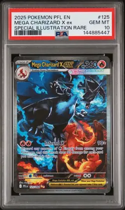 2025 POKEMON PFL EN-PHANTASMAL FLAMES #125 MEGA CHARIZARD X EX PSA 10 - Image 1